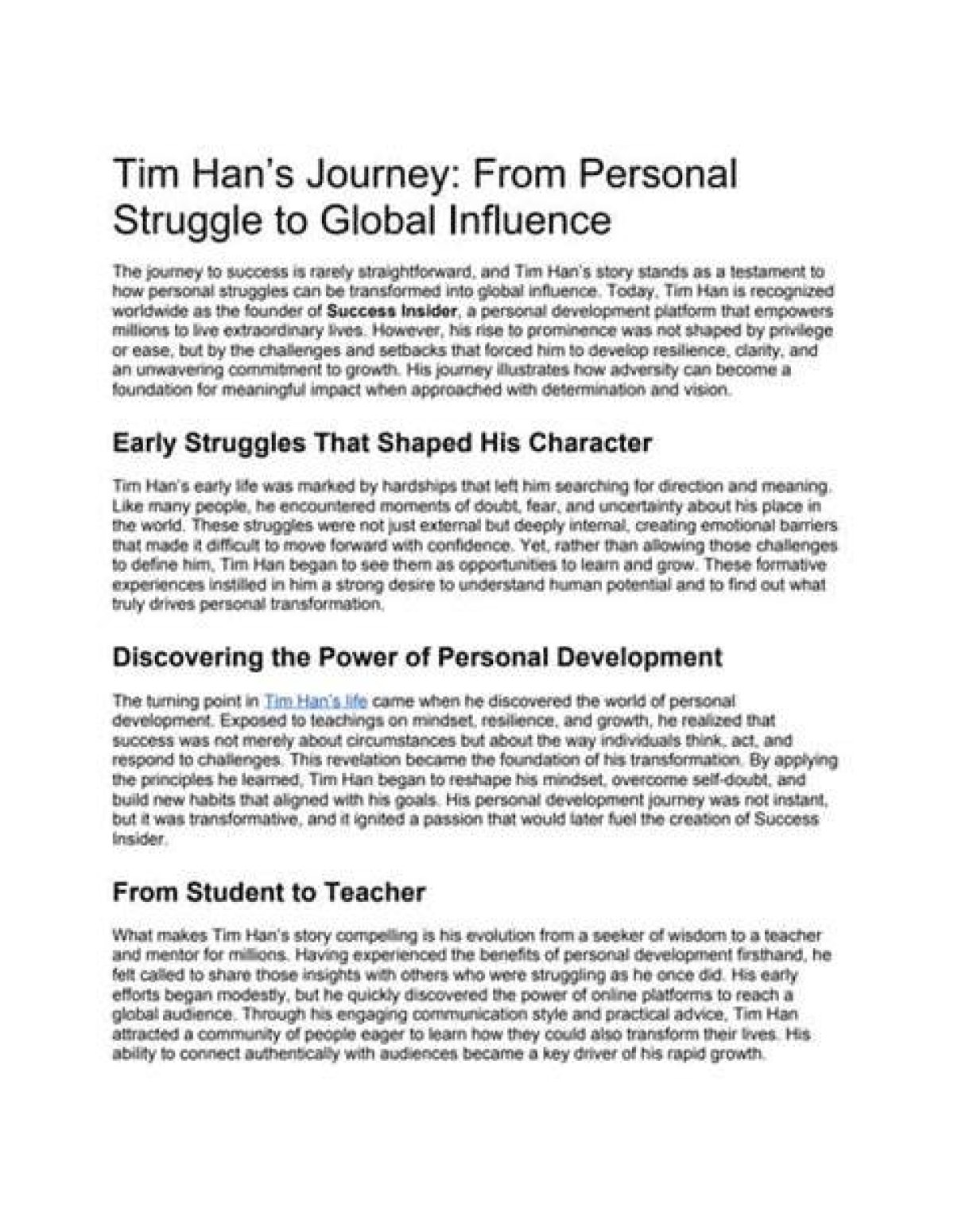 A Journey of Support, Influence, and Personal Growth
