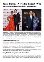 Tony Berlin: the Journey of a Media Professional