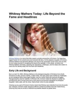 Whitney Mathers' Birthdate: Unveiling the Date of a Legendary Singer's Arrival